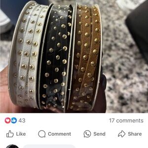 Studded Faux-Leather  Trio - White, Black & Brown